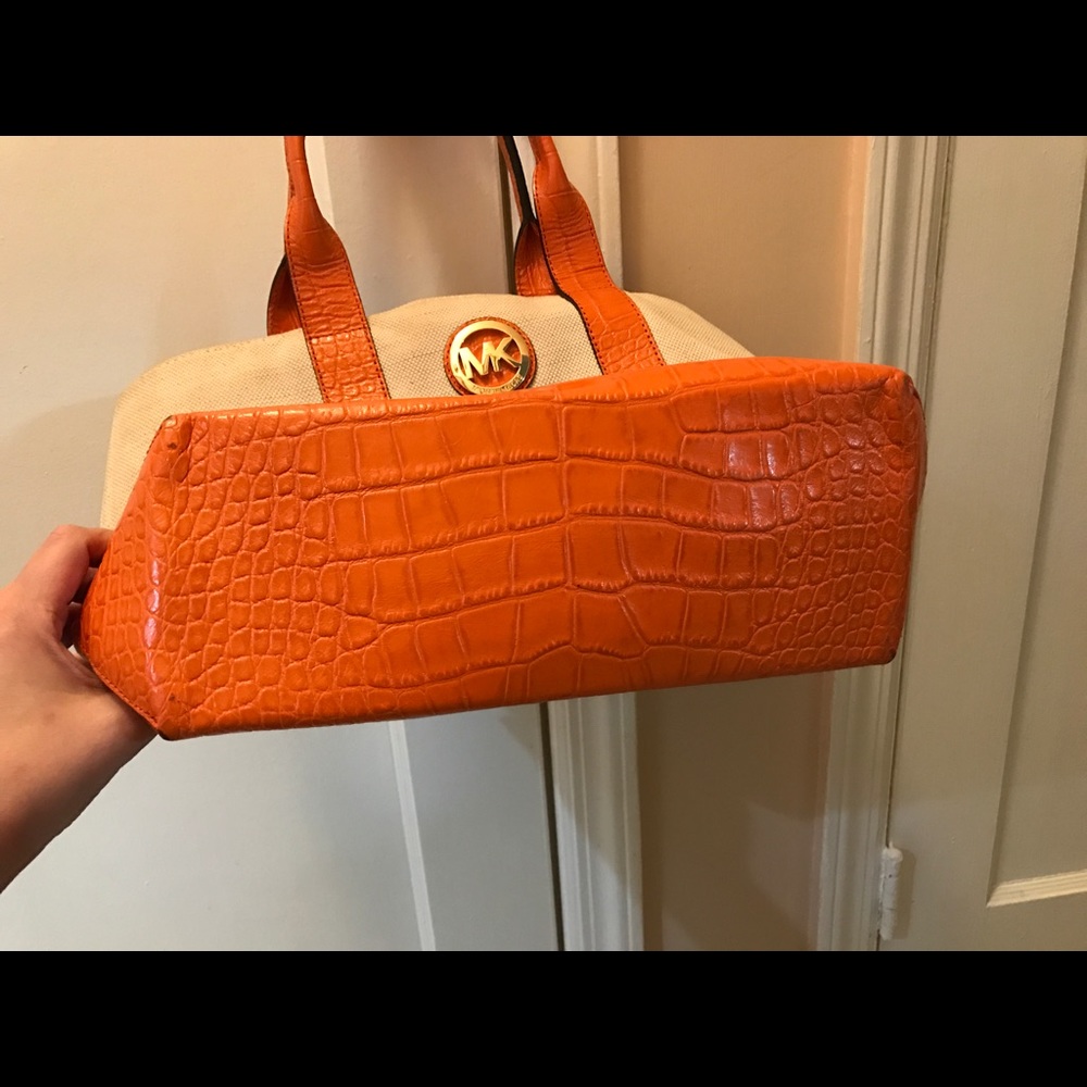 Michael Kors canvas and orange croc leather. - Picture 3 of 8